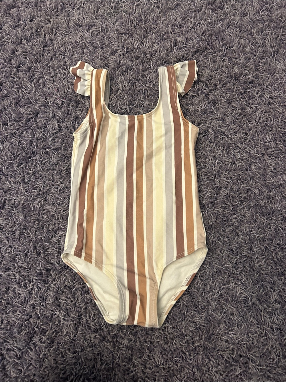 Rylee + Cru kids Striped Brown & Cream Girls' One-Piece Swimsuit size 3T
